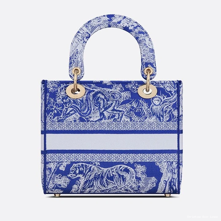 Cheap Bag Canvas Motif Jouy D-lite Lady Medium de Toile Blue Bright 0718 Luxury